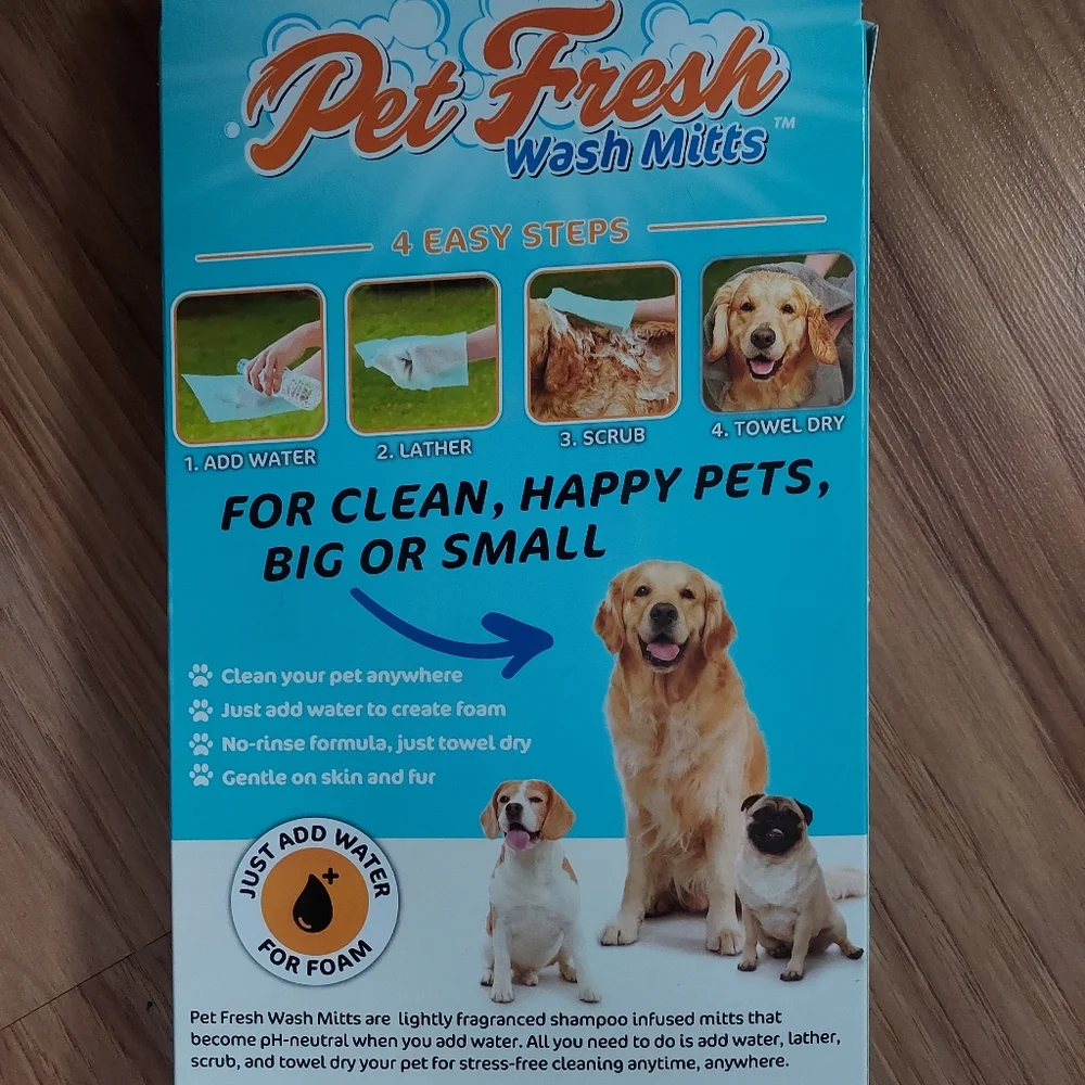 Pet Fresh Wash Mitts No Rinse Pet Cleaner New